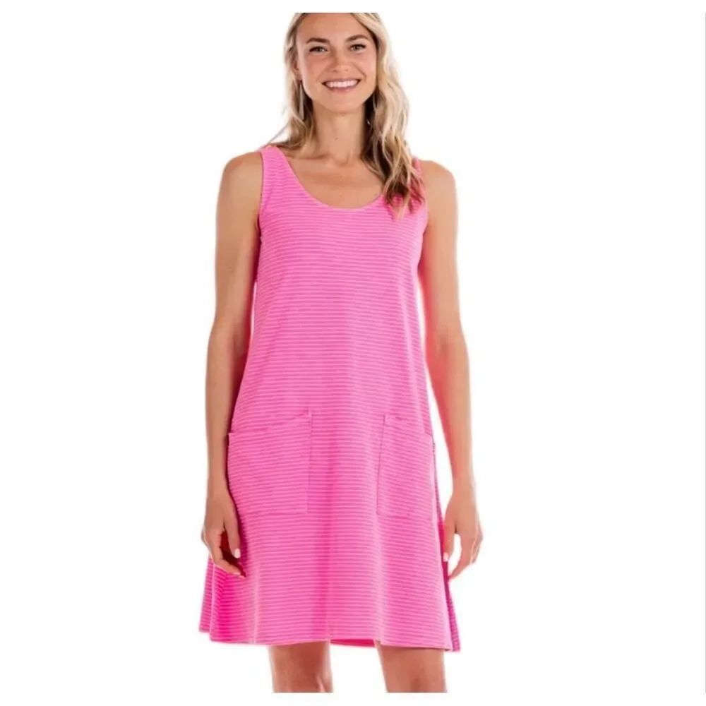 Fresh Produce Women XS Pink Pinstripe Drape Tank Cotton USA Dress